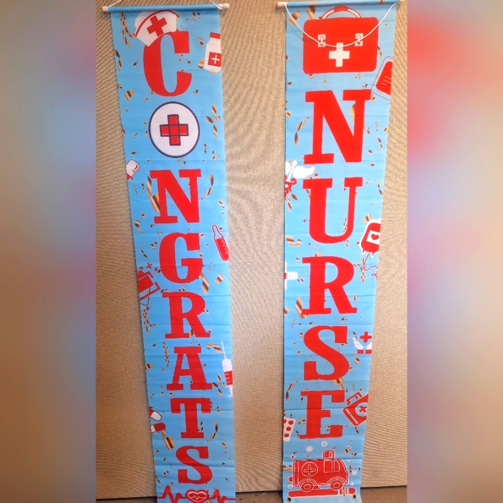 Vibrant Congrats Nurse Graduation Banner scrolls- New in package